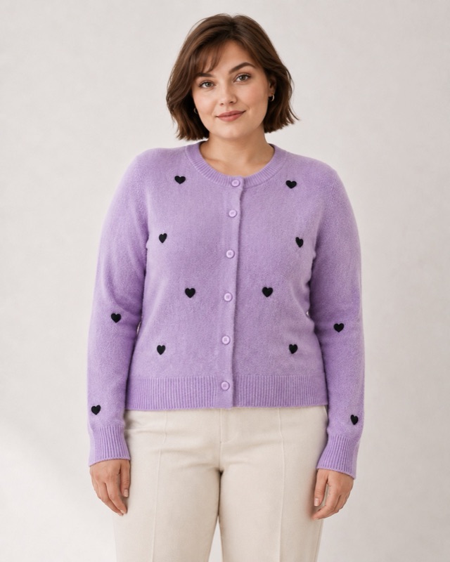 Heart cardigan in lavender
